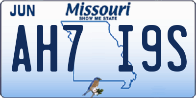 MO license plate AH7I9S