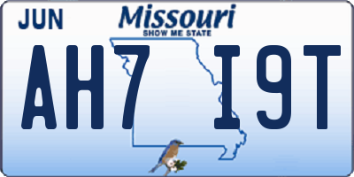 MO license plate AH7I9T