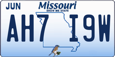 MO license plate AH7I9W