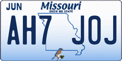 MO license plate AH7J0J