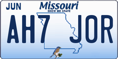 MO license plate AH7J0R