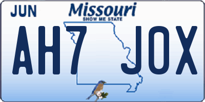 MO license plate AH7J0X