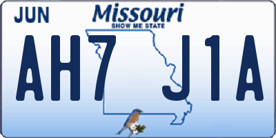 MO license plate AH7J1A