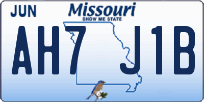 MO license plate AH7J1B