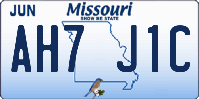 MO license plate AH7J1C