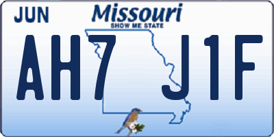MO license plate AH7J1F