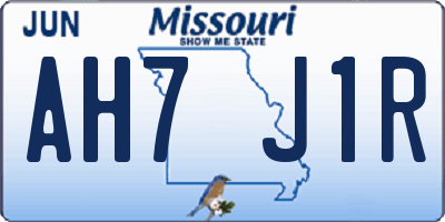 MO license plate AH7J1R