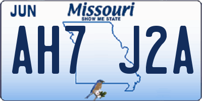 MO license plate AH7J2A
