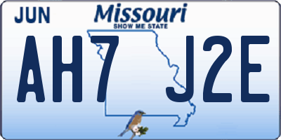 MO license plate AH7J2E