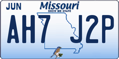 MO license plate AH7J2P