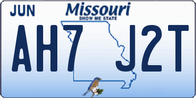 MO license plate AH7J2T