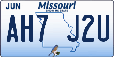 MO license plate AH7J2U