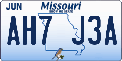 MO license plate AH7J3A