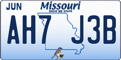 MO license plate AH7J3B