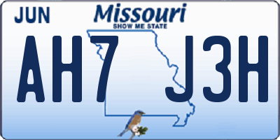MO license plate AH7J3H