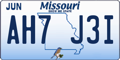 MO license plate AH7J3I
