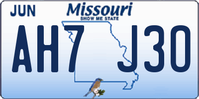 MO license plate AH7J3O