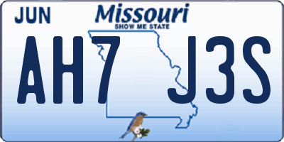 MO license plate AH7J3S