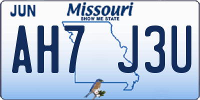 MO license plate AH7J3U