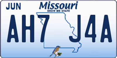 MO license plate AH7J4A