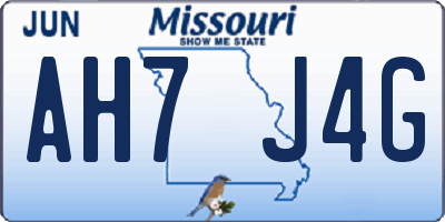 MO license plate AH7J4G