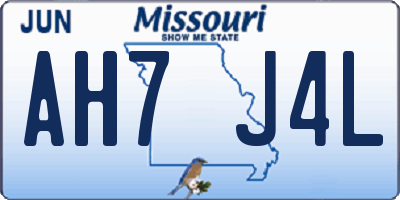 MO license plate AH7J4L