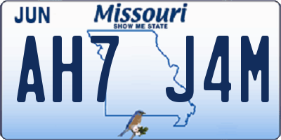 MO license plate AH7J4M