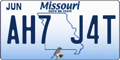 MO license plate AH7J4T