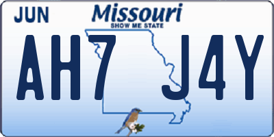 MO license plate AH7J4Y