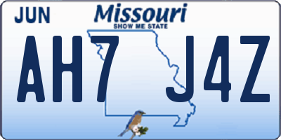 MO license plate AH7J4Z
