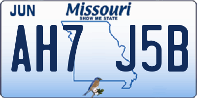 MO license plate AH7J5B