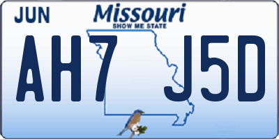 MO license plate AH7J5D