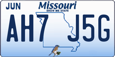 MO license plate AH7J5G