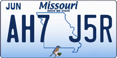 MO license plate AH7J5R