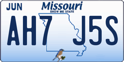 MO license plate AH7J5S