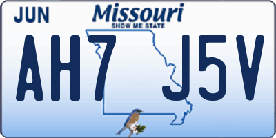MO license plate AH7J5V