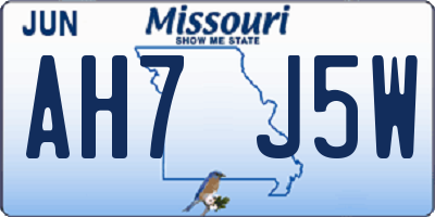 MO license plate AH7J5W