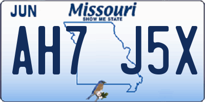 MO license plate AH7J5X