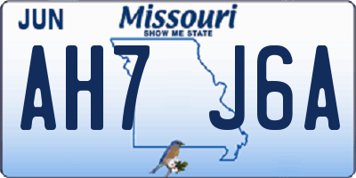 MO license plate AH7J6A
