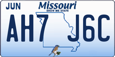MO license plate AH7J6C