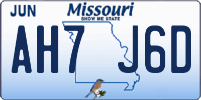 MO license plate AH7J6D