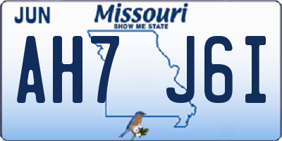 MO license plate AH7J6I
