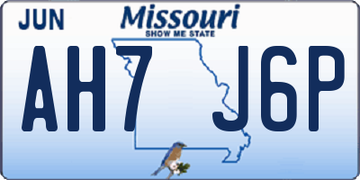 MO license plate AH7J6P