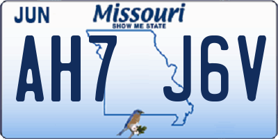 MO license plate AH7J6V