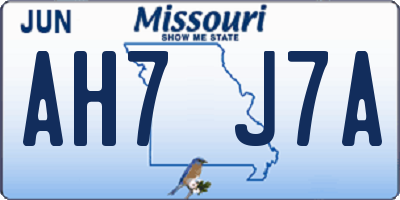 MO license plate AH7J7A