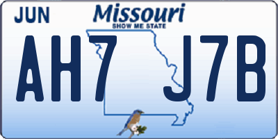 MO license plate AH7J7B
