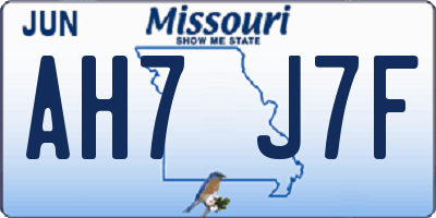 MO license plate AH7J7F