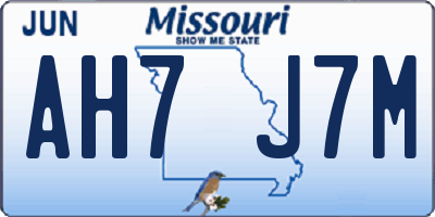 MO license plate AH7J7M