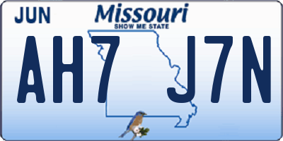MO license plate AH7J7N