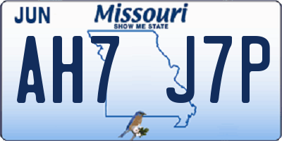 MO license plate AH7J7P